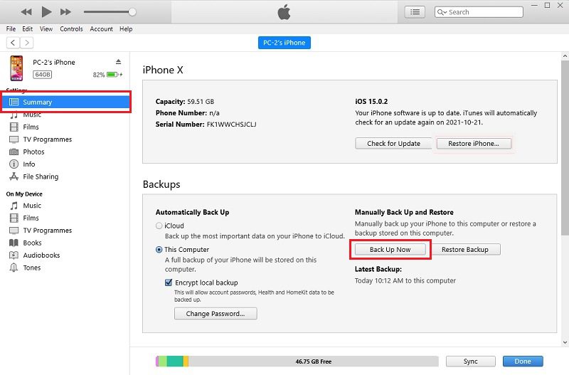 itunes backup